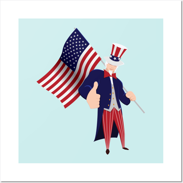 Uncle Sam With Flag Wall Art by Shapetrix